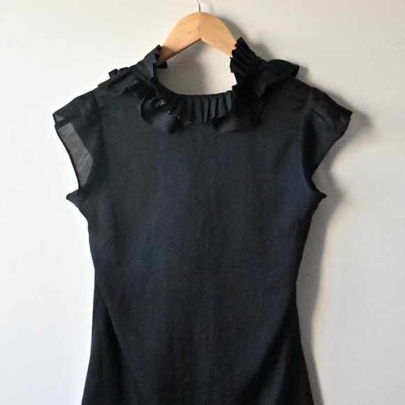 Club Monaco Black Scalloped Silk Top - Picture 4 of 5